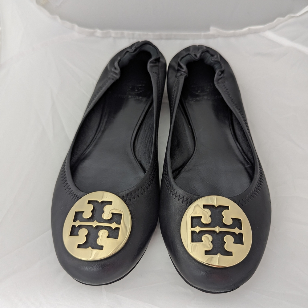Tory Burch 2006 Reva Ballet Flats w/Gold Logo Medallion - Sz 7M GREAT Condition!